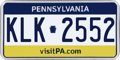 PA license plate KLK2552