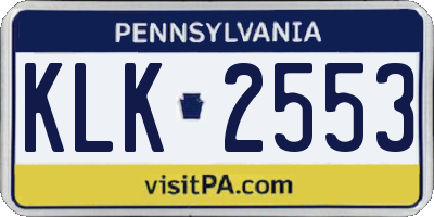 PA license plate KLK2553