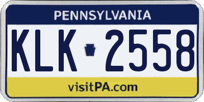 PA license plate KLK2558
