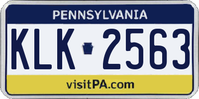 PA license plate KLK2563