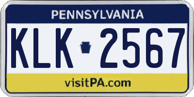 PA license plate KLK2567
