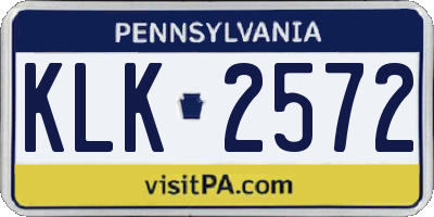 PA license plate KLK2572