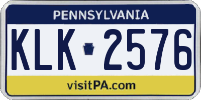 PA license plate KLK2576