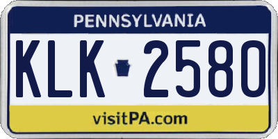 PA license plate KLK2580