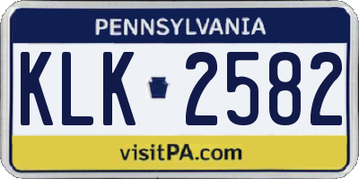 PA license plate KLK2582
