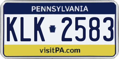 PA license plate KLK2583