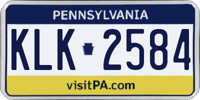 PA license plate KLK2584