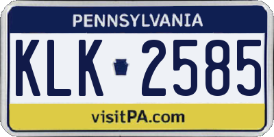 PA license plate KLK2585