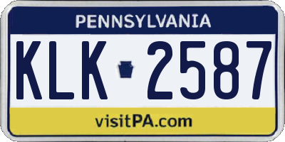 PA license plate KLK2587