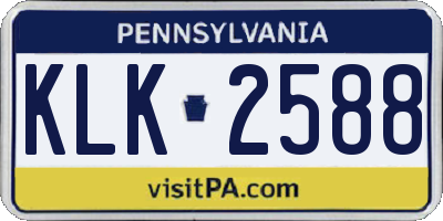PA license plate KLK2588