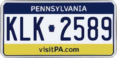 PA license plate KLK2589