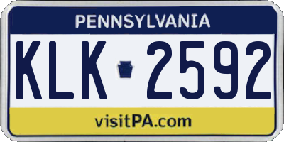 PA license plate KLK2592