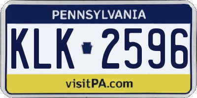 PA license plate KLK2596