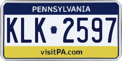 PA license plate KLK2597