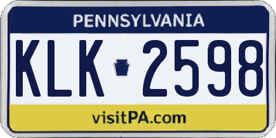 PA license plate KLK2598