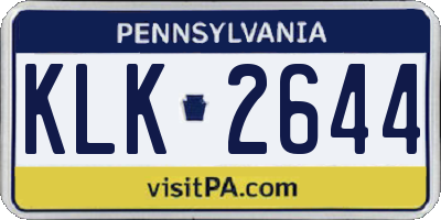 PA license plate KLK2644