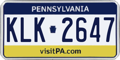 PA license plate KLK2647