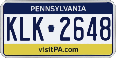 PA license plate KLK2648