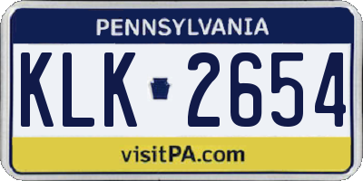 PA license plate KLK2654