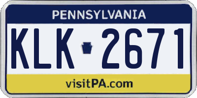 PA license plate KLK2671