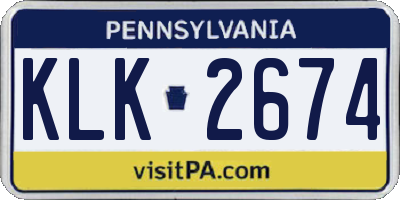 PA license plate KLK2674