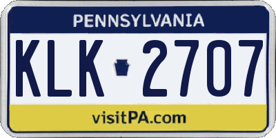 PA license plate KLK2707