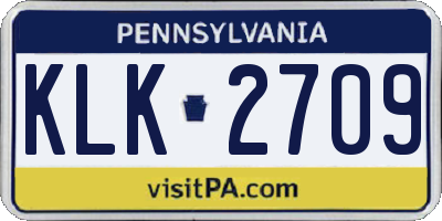 PA license plate KLK2709