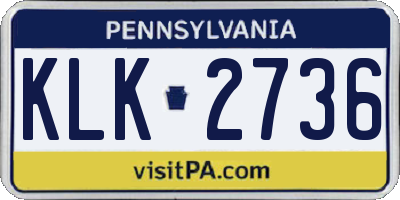 PA license plate KLK2736