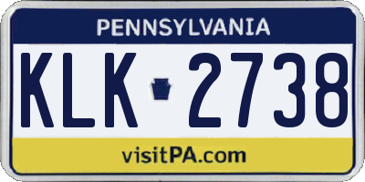 PA license plate KLK2738