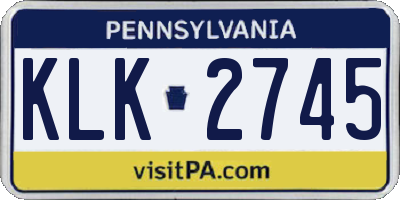 PA license plate KLK2745