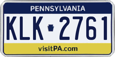 PA license plate KLK2761