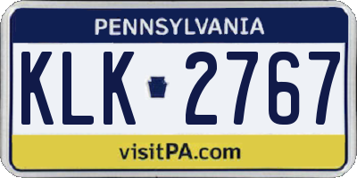 PA license plate KLK2767
