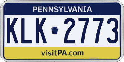 PA license plate KLK2773