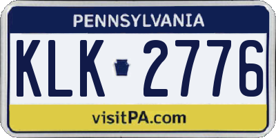 PA license plate KLK2776