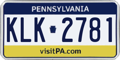 PA license plate KLK2781