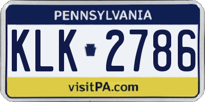 PA license plate KLK2786