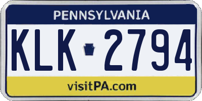 PA license plate KLK2794