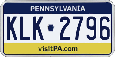 PA license plate KLK2796