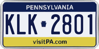 PA license plate KLK2801