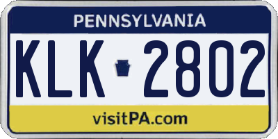 PA license plate KLK2802