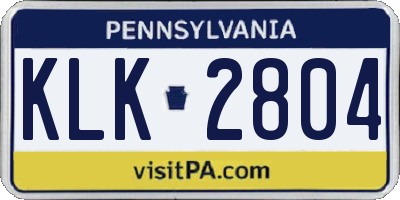 PA license plate KLK2804