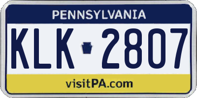 PA license plate KLK2807