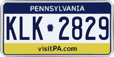 PA license plate KLK2829