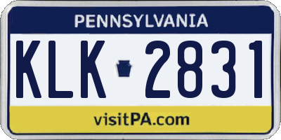 PA license plate KLK2831