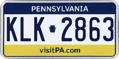 PA license plate KLK2863