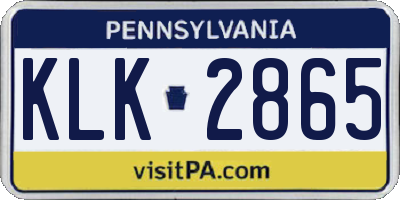 PA license plate KLK2865