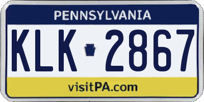 PA license plate KLK2867
