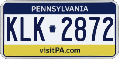 PA license plate KLK2872