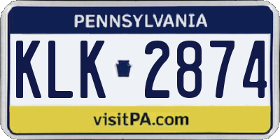 PA license plate KLK2874