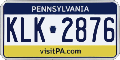 PA license plate KLK2876